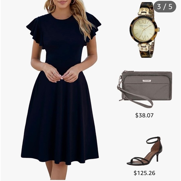 HELYO Women's Semi-Formal Ruffle Sleeves V-Back Work fit and flare dress. (NWT) - Picture 14 of 14